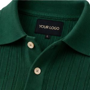 Suéter Polo de Punto Acanalado Verde Bosque, Manga Larga, Cuello con Botones, Informal, Suave y Cálido para Invierno, Personalizable con Logotipo Premium para Hombre - Product Image 4