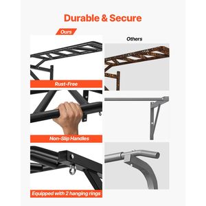 Barra Multifunzione da Parete per Trazioni, Larghezza 50 cm, in Acciaio Resistente, Stazione di Allenamento Multi-Grip per Chin-Up - Product Image 5