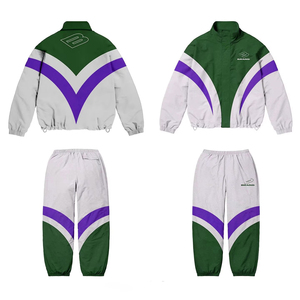 Ensemble de survêtement coupe-vent surdimensionné personnalisé, pantalon de jogging en nylon, survêtement réfléchissant avec fermeture éclair, ensemble de survêtement en nylon pour homme - Product Image 1