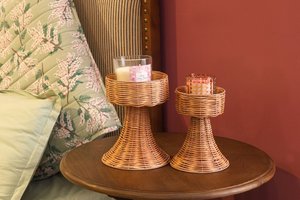 Handmade Rattan Candle Holder Decorative Woven Lantern Stand Natural Rattan Home Decor for Living Room <b>Table</b> Centerpiece - Product Image 4