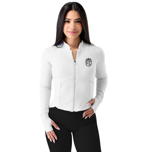 Veste Sculpt à fermeture éclair intégrale pour femme, haut de sport léger avec tissu extensible pour la gym, l'entraînement, le yoga et le quotidien - Product Image 1