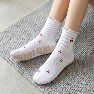 Custom Knitted <b>Grip</b> Non-Slip Yoga <b>Socks</b> Anti-Slip Pilates <b>Socks</b> with Branded Crew Length for Spring Season - Product Image 3