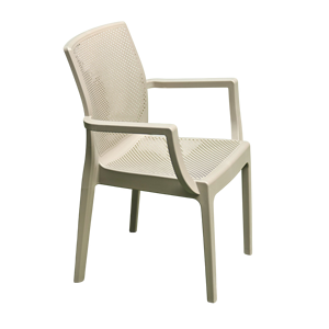 Sillón de Oficina Perforado Color Gris Ceniza |   Silla Giratoria Apilable de Polipropileno para Todo Clima con Diseño Moderno - Product Image 5