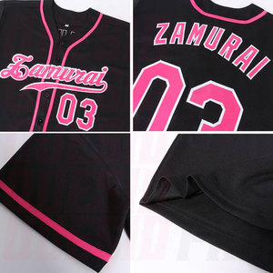 Maillot de baseball personnalisé noir, rose et blanc, authentique, impression par sublimation, logo personnalisé, design couleur, branding - Product Image 6