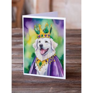 Kuvasz King of Mardi Gras Tarjetas de felicitación Paquete de 8 Whimsical A7 Tamaño 5x7 Tarjetas de notas en blanco con sobres - Product Image 2