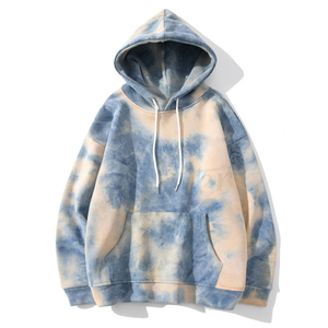 Sudadera con Capucha Unisex Tie-Dye, Talla Grande, Manga Regular, Felpa Francesa de Algodón, Informal, Otoñal, con Bolsillo - Product Image 1