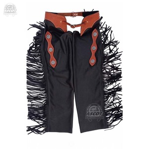 High Quality Chinks Bermuda Full chaps cow Suede <b>Leather</b> western chaps with fringes hand <b>tooling</b> - Product Image 5