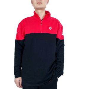 Pull de travail à demi-zip pour livreurs, uniforme de coursier rouge et noir en polycoton - Product Image 1