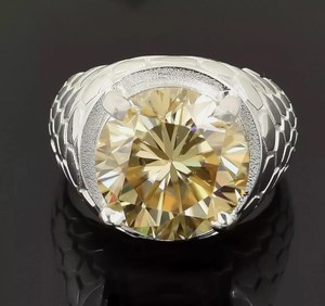 Bague en moissanite jaune, argent sterling 925 plaqué or blanc, bague de fiançailles minimaliste, bague de promesse, bijoux fins et délicats - Product Image 2