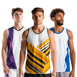 Football Training Sublimation Tank Top Men 100% Polyester Sublimated Singlet Sleeveless Square Neck Football Vest Tops Men - Product Image 1