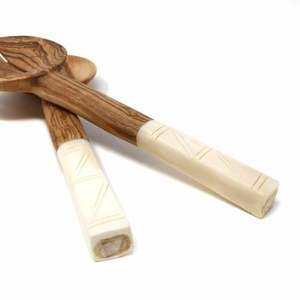 Luxury Natural Wood Salad Serving <b>Tools</b> With Resin Coated Handle Modern Dishwasher <b>Safe</b> Salad <b>Tools</b> Home Kitchen Made in India - Product Image 3