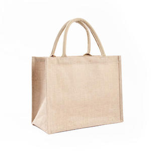 Sac de courses réutilisable en jute rayé grande taille avec poignées en corde et fermeture éclair, couleur naturelle - Product Image 2