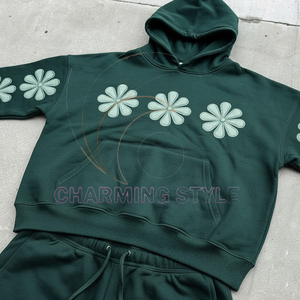 OEM Custom Street Wear Vintage Heavy Weight Cotton Tracksuits <b>Sets</b> Custom Embroidery Acid Washed Hoodie and <b>Sweatpants</b> <b>Set</b> Men - Product Image 4
