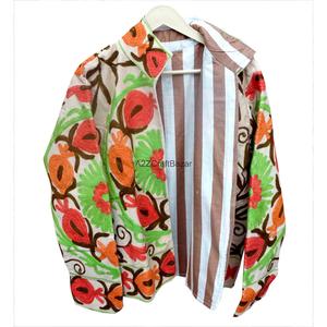Handmade Corduroy Suzani Jacket Women's Floral Embroidered Cotton Stripe Lining Autumn <b>Winter</b> Fashion <b>Coat</b> - Product Image 5