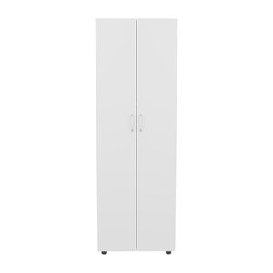 Armario Blanco Aurora de Dos Puertas con Dos Estantes Interiores y Barra para Colgar Ropa - Product Image 5