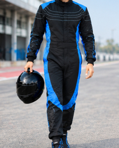 Traje de Carreras de Manga Larga para Hombre, Negro y Azul, de Poliéster, Transpirable, Impermeable, de Secado Rápido, con Bloques de Color, para Motociclismo y Automovilismo - Product Image 2