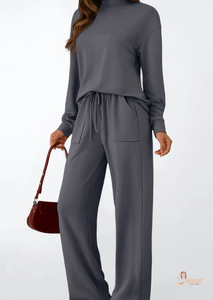 Women's Solid Color Crepe <b>Blazer</b> <b>Set</b> Long Sleeve Loose Fit 2-Piece Coord Outfit Minimalist Style All Seasons Wear - Product Image 2