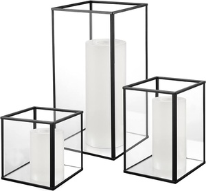 Portavelas Cuadrado de Latón y Vidrio, Elegante Linterna Decorativa Negra para Decoración Moderna del Hogar, la Mejor Linterna para Regalo - Product Image 1