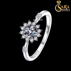 SARA JEWELS Flower Shape Cubic Zirconia Engagement <b>Ring</b> 925 Silver Plated Women's Classic Style For <b>Indian</b> Export - Product Image 1