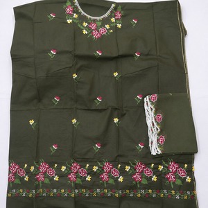 Conjunto de Traje de Verano de 3 Piezas de Algodón Bordado Tradicional Annisa para Mujer, Sin Costuras, Informal, para Bodas y Fiestas, Sin Arrugas, Absorbe la Humedad - Product Image 1