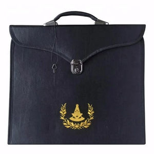 Custom Embroidered Masonic Badge Black Leather Portfolio <b>Case</b> Gold Laurel Emblem Classical Style <b>Sew</b>-On Patch - Product Image 1