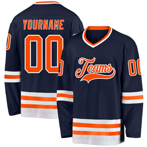 Maillot de hockey sur glace pour hommes, manches longues, personnalisable avec nom et numéro, col en V, coupe classique, polyester anti-humidité, vêtements pour adultes - Product Image 1
