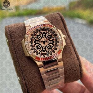 Montre de luxe Charm Jewells en acier inoxydable, boîtier de 40 mm, bracelet en acier inoxydable, cadran analogique, mouvement mécanique automatique pour homme, 10 ATM - Product Image 1