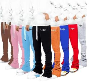 Manufacturer Custom Logo Men's Stacked Joggers Casual Fleece Lightweight <b>Elastic</b> <b>Waist</b> Loose Fit Flare Quick Dry Breathable - Product Image 1