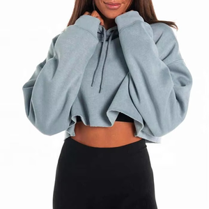 Haut décontracté pour femme, coupe ample, à capuche mi-longue, couleur unie, 100% coton, pour usage quotidien, hiver, broderie et impression numérique - Product Image 2