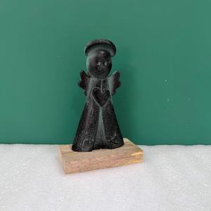 Figurine d'ange moderne en aluminium/bois, design cœur, sculpture religieuse traditionnelle pour décoration de table, salon, Diwali - Product Image 1