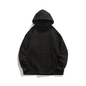 เสื้อฮู้ดดี้ผู้ชายไซส์ใหญ่ สีดำ ผ้าฝ้ายเฟรนช์เทอร์รี่ สไตล์ลำลอง สีพื้น มีกระเป๋า ดีไซน์เรียบง่าย ทรงปกติ ผ้าคอตตอนผสม - Product Image 1