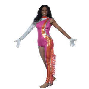 Conjunto de Uniforme de Majorette Personalizado para Mujer, con Logotipo Personalizado, Pedrería, Traje de Baile, Rojo y Negro, para Actuaciones en Escenario, Poliéster, Disponible en Stock - Product Image 2