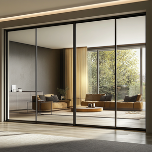 Modern Bedroom Partition Aluminium Manual Narrow Slim Triple Glass <b>Sliding</b> Doors <b>Large</b> French Style - Product Image 2