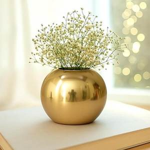 Wholesale Modern Round <b>Ceramic</b> <b>Vase</b> Set Electroplated Metallic Finish Donut <b>Vase</b> Decorative Tabletop Flower <b>Vase</b> for Home Hotel - Product Image 2