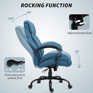 Sedia da Ufficio Blu con Schienale Alto, Altezza Regolabile, Base in Nylon Resistente (Capacità 220 kg), Certificata BIFMA, Seduta Larga - Product Image 6