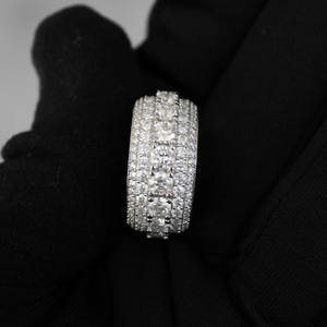 Round Brilliant Cut Moissanite Diamond Five Row Wedding Engagement <b>Ring</b> 925 Sterling <b>Silver</b> <b>Statement</b> <b>Ring</b> Hip Hop Style Jewelry - Product Image 5