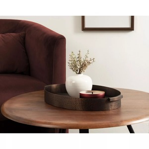 Plateau décoratif rond moderne Home Favorite, 13,75 pouces, motif abstrait violet, surface enduite, pièce unique - Product Image 4