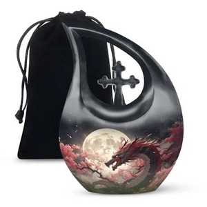 Belle or arbre de vie en aluminium larme crémation adulte urne décorative grande goutte croix urne funéraire avec sac en velours gratuit - Product Image 6