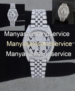 Montre mécanique de luxe pour homme en acier inoxydable, personnalisée avec diamants, cadran en verre, résistante à l'eau 10 bars, avec moissanite - Product Image 3