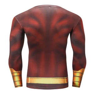 Red Hero Theme Long Sleeve Men Compression Shirt Performance <b>Athletic</b> Padded Rash Guard Moisture Wicking Top Gear - Product Image 3