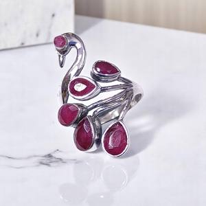 Bague en argent sterling 925 avec motif paon, faite à la main, sertie de pierres précieuses, bijoux fins, style traditionnel, tendance, vente en gros pour femmes - Product Image 3