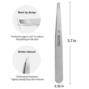 Pinzas para depilación de cejas de acero inoxidable, pinzas inclinadas hechas a mano para depilación facial y de cejas, mejor agarre. - Product Image 6