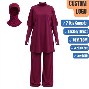 Traje de Baño Islámico Modesto de Secado Rápido Personalizado, Conjunto de 3 Piezas, Cobertura Completa, Gorro Hijab, OEM ODM - Product Image 1