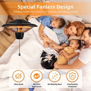Chauffe-terrasse électrique suspendu ultra-silencieux 1500W, lampe chauffante élégante pour espaces extérieurs - Product Image 2