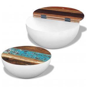 Set di 2 tavolini da caffè multicolore in legno di recupero e acciaio - Product Image 6