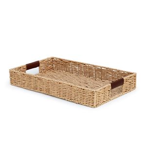 Plateau en rotin fait main de qualité supérieure avec poignées, plateau rond pour le rangement et l'organisation à la maison, prix de gros - Product Image 6