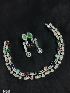 Ensemble de bijoux de mariée en diamant américain classique Collier et boucles d'oreilles en deux pièces pour mariage Style classique à la mode - Product Image 3