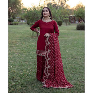 Designer Indian & Pakistani Clothing Fancy Dupatta with Top and Bottom for Party Wear - Product Image 3