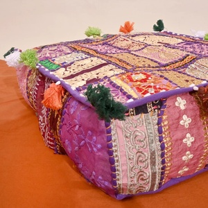 Coussins de sol bohème Housse de coussin décorative Coussin Sari Patchwork - Product Image 4