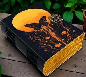 Journal en cuir Papillon Grimoire Céleste Livre des Ombres Livre de Sortilèges Papillon Lunaire Journal de Sorcellerie Fait Main Cadeau Fantastique - Product Image 4